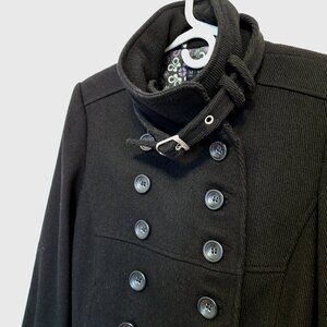 Zara TRF black wool blend jacket with cute floral lining